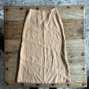Isabella Bird Skirt Women/s SIZE 8 Light Brown TAN Linen Yellowstone Western EUC